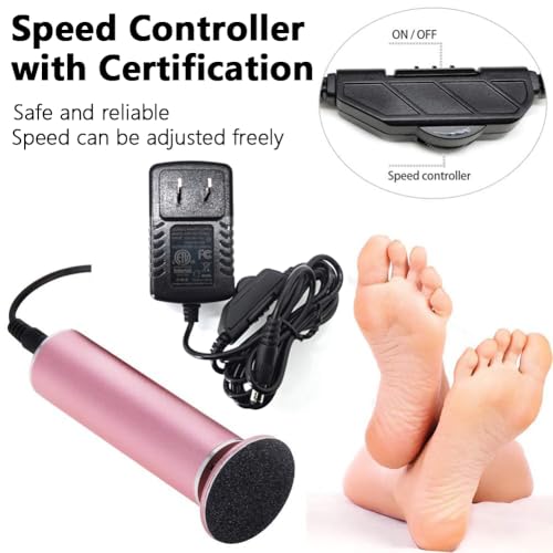 Electric Foot File Callus Remover for Feet, Adjustable Speed Foot Sander Grinder Professional Pedicure Tools for Dead Skin Heel Calluses with Replaceable Sandpaper Discs (Upgraded FCR-1 Pink)
