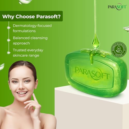 Parasoft Moisturising, Cleansing Body Soap with the Goodness of Aloe Vera & Glycerine For Dry Skin, Nourishing Daily Bathing Bar For Sensitive Skin -100 gm (Pack of 6)