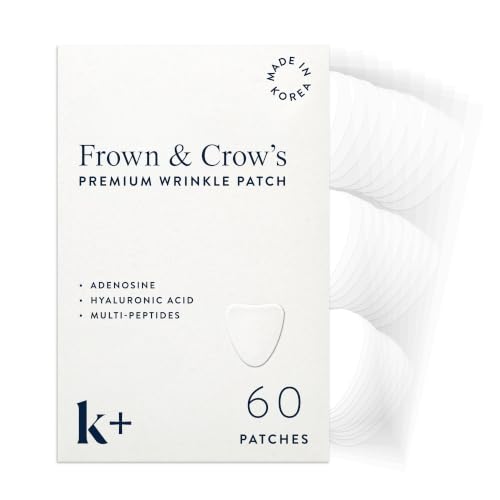 K+ Korean Wrinkle Patches for Forehead & Eyes, 60 Count - Anti-Aging Night Mask