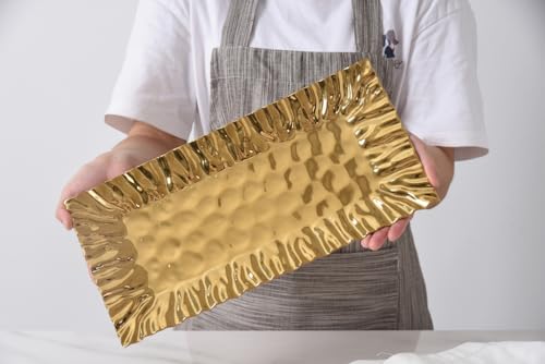 Pampa Bay Mascali D'oro Gold Rectangular Serving Tray 15x7.5 Inches - Elegant Tableware