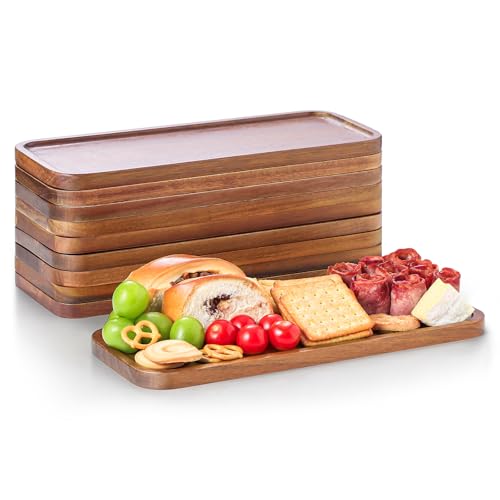 10 Pack Small Wooden Charcuterie Boards - 14 x 5.5 Inch Acacia Serving Trays
