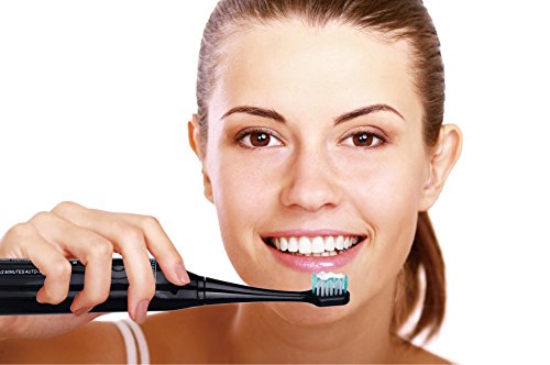Pursonic S750 Sonic Toothbrush - Black Rechargeable Electric Toothbrush with UV Sanitizer & 12 Bonus Heads