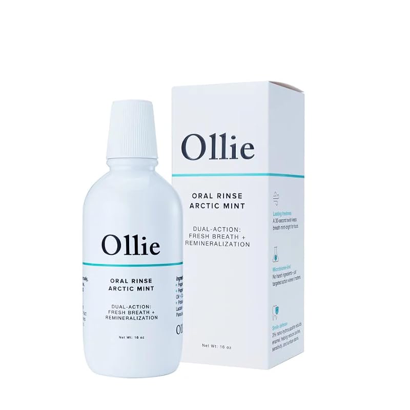 Ollie Arctic Mint Mouthwash 16 Fl Oz, 3% Nano Hydroxyapatite, Alcohol-Free