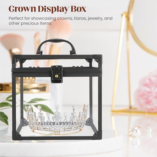 Clear Makeup Case with Black Variation, Large Acrylic Organizer for Vanity & Travel