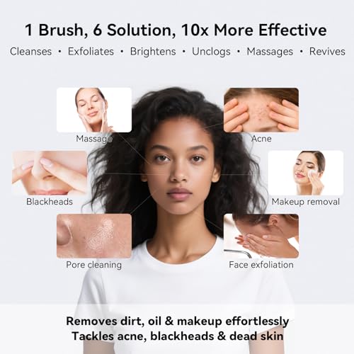 Purple Electric Facial Cleansing Brush with Dual-Ring Heads - Rechargeable Silicone & Exfoliator
