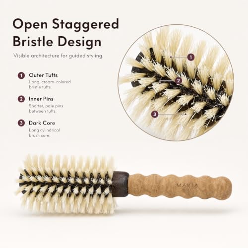 Boar Bristle Round Hair Brush for Fine Thin Hair 2.75 Inch Styling