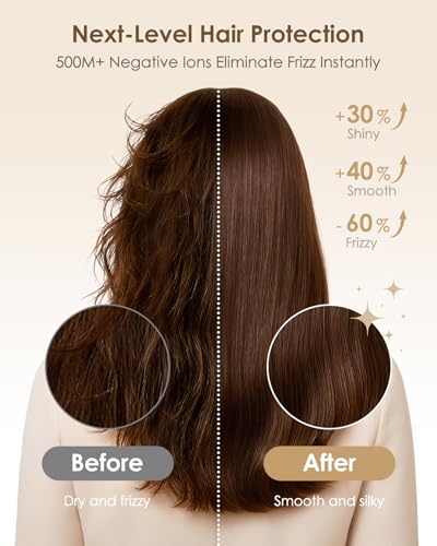Bopcal Ionic Hair Dryer Beige - 160,000 RPM High-Speed Blow Dryer with Diffuser