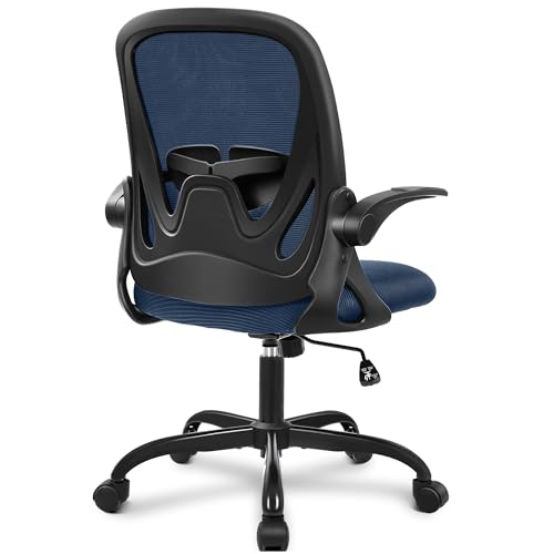 Primy Navy Ergonomic Office Chair with Flip Armrests, Adjustable Lumbar & Height