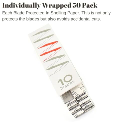 50Pcs Single Edge Razor Blades, Stainless Steel Straight Razor Blade Refills, Eyebrow Trimmer Facial Hair Blades for Women and Men