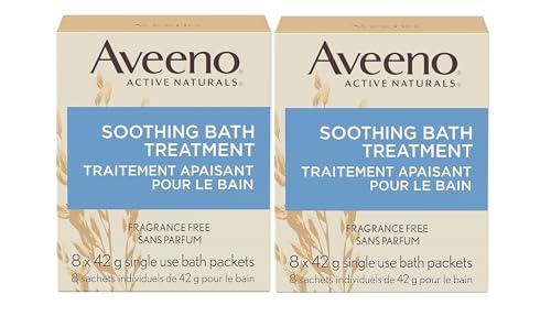 Aveeno Fragrance-Free Colloidal Oatmeal Bath Treatment Pack of 2 - Soothing Skin Relief for Sensitive and Irritated Skin