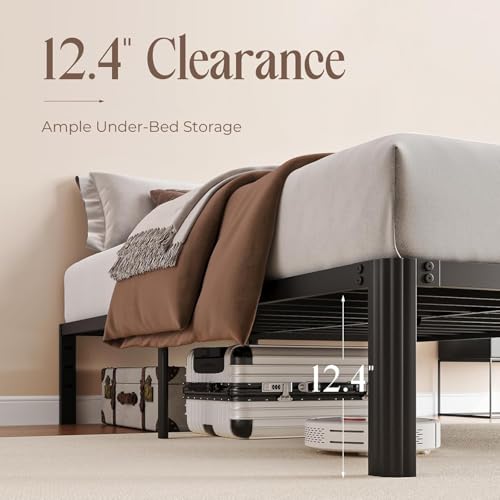 Queen Metal Bed Frame 14 Inch Heavy Duty Platform Bed with Rounded Corners - Black