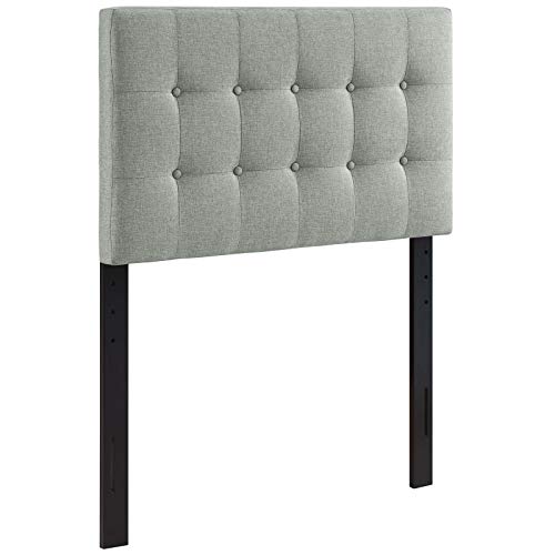 Modway Emily Tufted Button Linen Fabric Upholstered Twin Headboard in