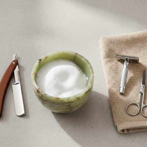 Radicaln Marble Shaving Bowl 3" Inch Green Onyx Handmade Soap Dish for Shaving Cream & Shave Soap, Barber Supplies Stone Bowl for Men¡¯s Grooming Accessories