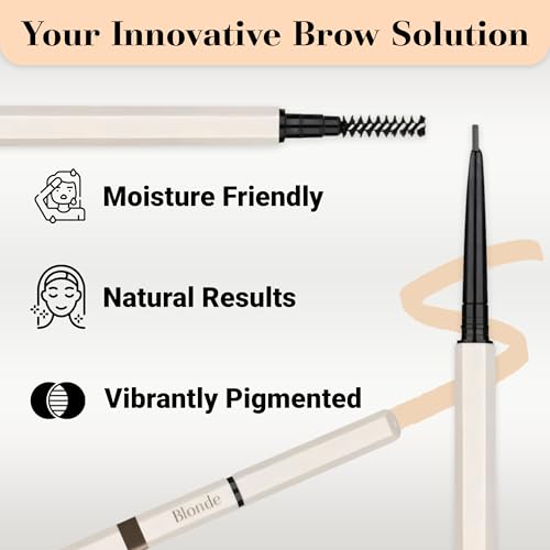 Eyebrow Pencil make Up for Women - Long-lasting and Waterproof Eyebrow Pencil by Lauren Cruz - Dual-Ended Eyebrow Pen with Micro-tip and Spoolie -Fuller Look Brow Pencil - Blonde