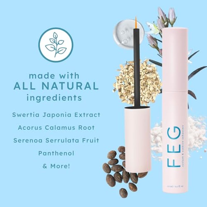 FEG Eyelash Rapid Eye Lash Growth Serum | For Lash and Brow | Creates Longer & Darker Eyelashes | Eyelash Enhancing Serum to Help Lengthen, Thicken and Darken Your Eyelashes | Single Pack