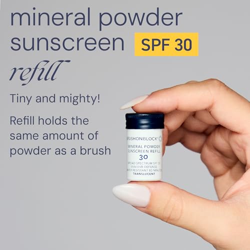Brush On Block Mineral Sunscreen Powder Refill Translucent SPF 30 Natural Broad Spectrum, Reef Friendly, Sensitive Skin Safe