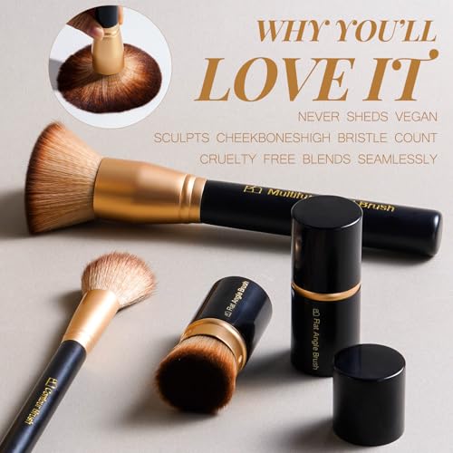 BS-MALL Black Gold Makeup Brush Set with 22 Pcs - Travel-Friendly Kit for Face & Eyes