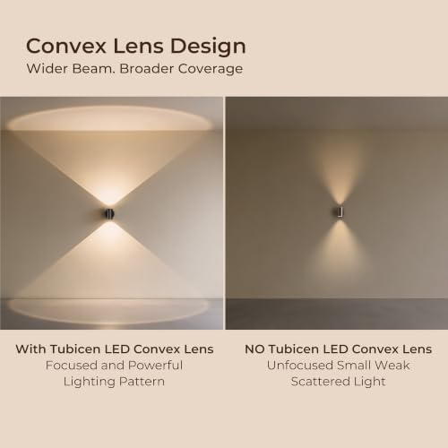 Tubicen 1 Pack Black LED Wall Sconce Dimmable Indoor Wall Light - Up & Down Lighting