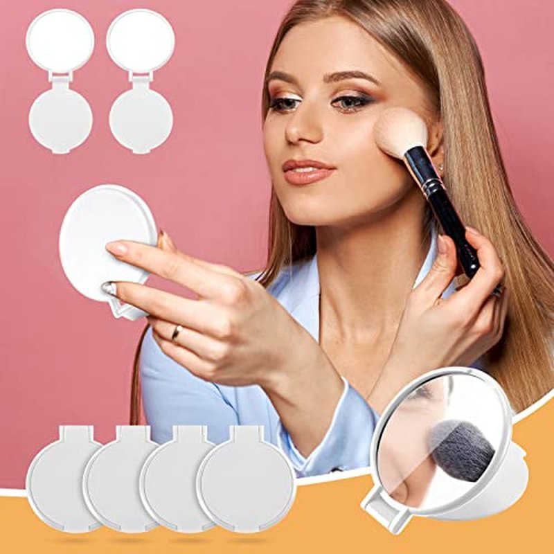 72 Pcs Compact Mirror Bulk Portable Round Makeup Mirror Mini Foldable for Purse Women Travel Daily Use Mother¡®s Day Gifts (White)