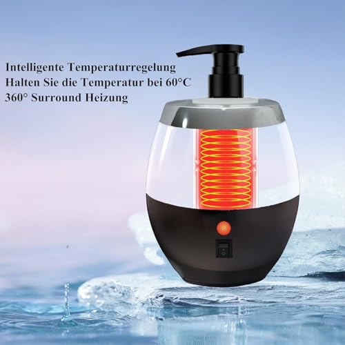 Warmer Oil Massage Lotion Warmer Kit for Professional Massage Therapy With Essential Oil Heater Bottle Dispenser Pump Funnel,15 Minutes Rapid Heating Machine- Ideal for Salon and Spa Use (Black)