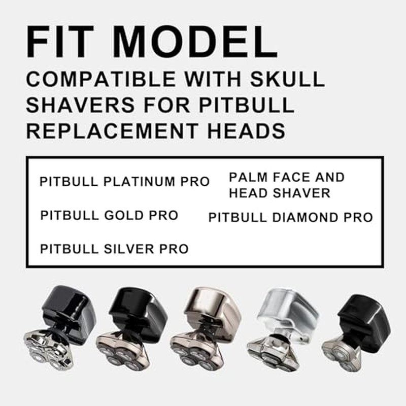 8 PACKS Head Shaver Replacement Heads Compatible with Skull Shaver Pitbull Gold PRO, Pitbull Silver PRO, Palm, Pitbull Platinum PRO, Electric Razor Replacement head for Superior Shaving
