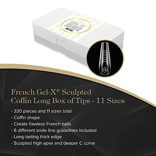 French Gel-X Sculpted Coffin Nail Tips - Clear, 11 Sizes, 30 Pieces