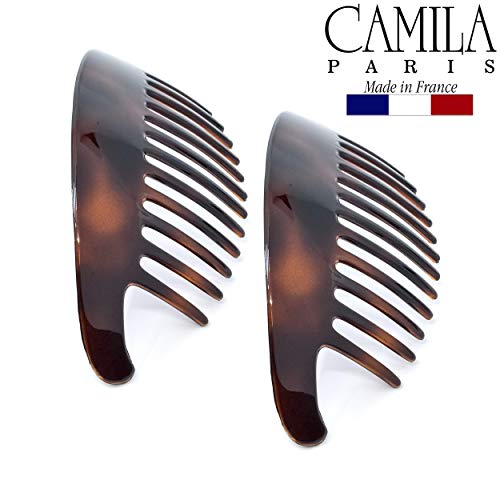 Tortoise Shell Hair Combs Set - 4 Piece French Side Interlocking Clips for Women