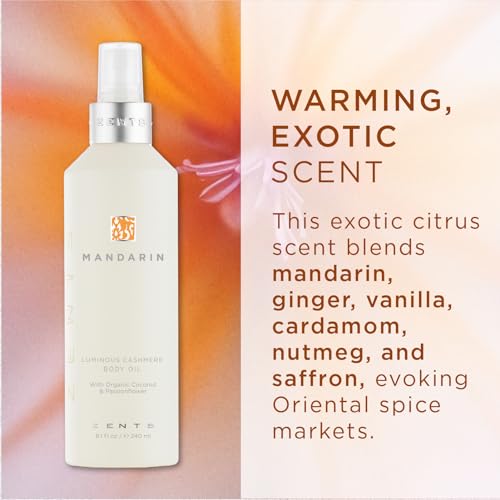 Zents Luminous Cashmere Body Oil (Travel Size - Mandarin Fragrance) | Moisturizing Body Oil with Vitamin E & Organic Coconut Oil | Softens & Smooths Skin | 1 fl oz | TSA Approved
