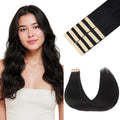 GOO GOO 22 Inch Human Hair Tape Extensions #1B Natural Black 10pcs