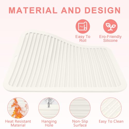 AMIJEAL Oversize Silicone Heat Resistant Mat for Hair Tools, Curling Iron Flat Iron Hair Straightener Holder Mat, Portable Hot Tools Sleeve Pad for Travel Vanity Salon(14.2" x 11.0")