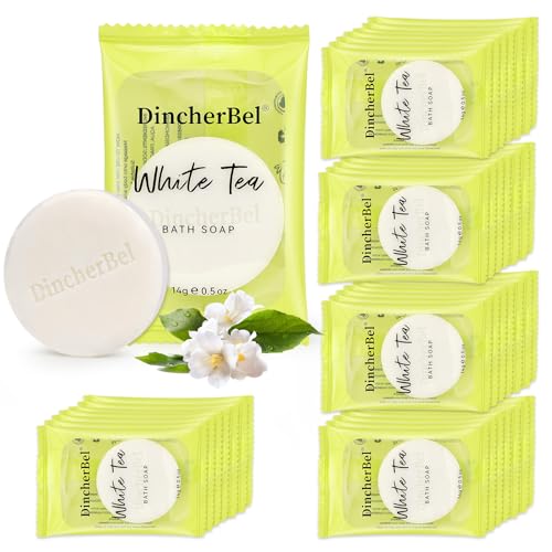 100 Pack Mini Round Disposable Travel Soap Bars - 0.5oz Individually Wrapped