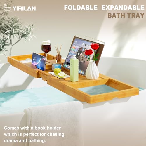 Yirilan Bamboo Bathtub Tray Caddy,Bath Tray£¬Bamboo