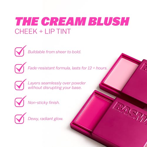 BASMA Cream Blush & Lip Tint Bubble Gum Pink Buildable Dewy Makeup