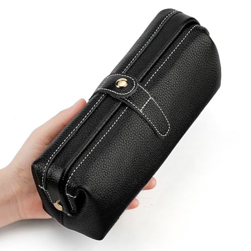 Travel leather makeup bag, waterproof mini makeup box, small travel storage bag