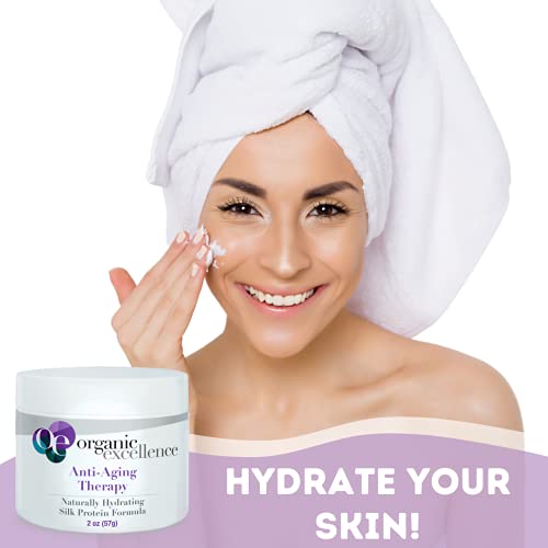 Organic Excellence Organic Moisturizer Face Cream, All Natural Face Moisturizer with Silk Protein to Hydrate, Nourish Protect Skin and Promote Collagen Production Non-Toxic & Fragrance-Free 2 oz