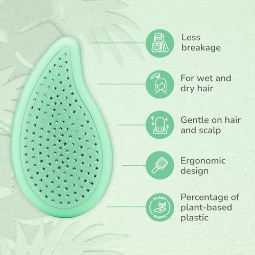 Wet Brush Go Green Palm Detangling Hair Brush Infused with Tea Tree Oil - Pain-Free Ultra-Soft Detangler Bristles Glide Through Tangles with Ease - Protects Against Split Ends For Wet & Dry Hair