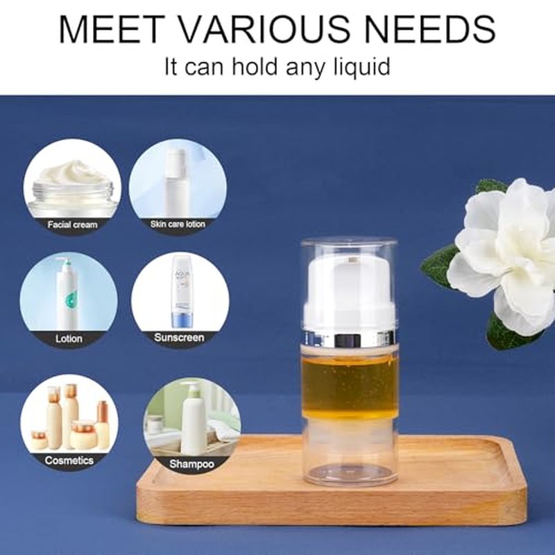 Cosywell Airless Pump Bottles 1.7oz/50ml 6 Pack Pump Bottle Dispenser Empty Moisturizer Airless Pump Jars Cosmetic Pump Container Travel Pump Bottles for Shampoo Lotion Cream(Clear)