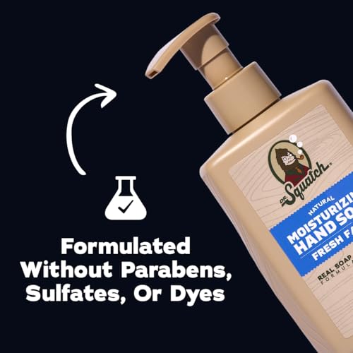 Dr. Squatch Moisturizing Hand Soap - Tough on Dirt + Grime - Clean Ingredient, Gentle for all Skin Types - Moisturizing + Non-Drying - Fresh Falls (8 fl oz, 3-Pack)