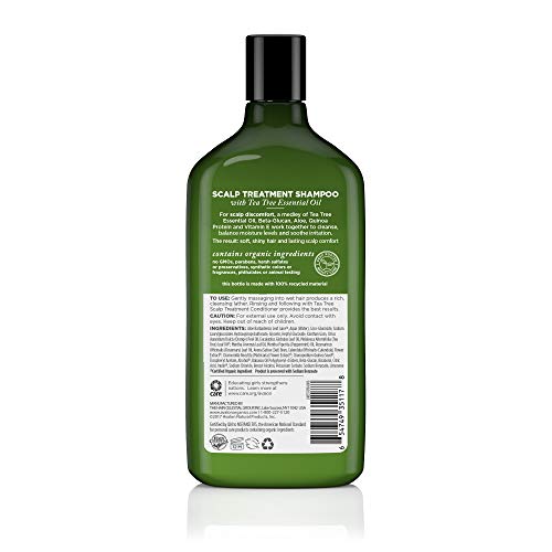 Avalon Organics Scalp Treatment Tea Tree Shampoo 11 oz – Pack of 2