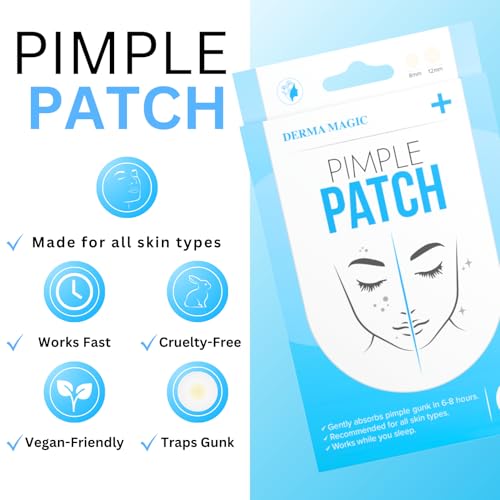 Pimple Patches for Face - Hydrocolloid Patches, Fast Healing, Ultra Thin Absorbing Cover, Skin Care, Spot Patches, Pimple Stickers, 2 Sizes (108 Count)