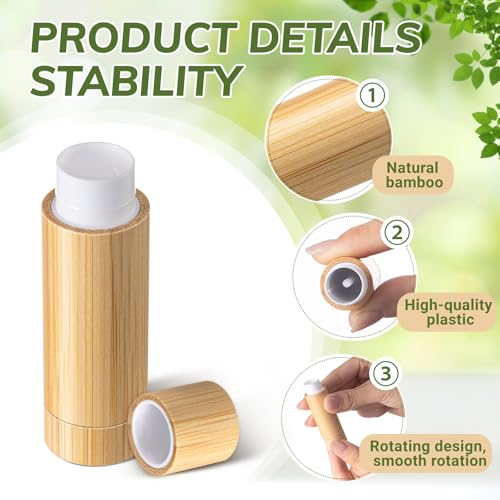 Leinuosen 24 Pcs Bamboo Empty Lip Balm Containers 5g Refillable Lipstick Tubes – Variation 24