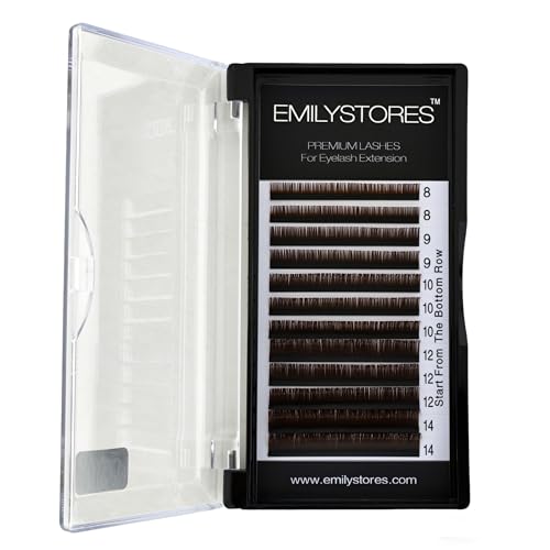 Brown Eyelash Extensions 0.10MM Lashes J B C D Curl 8-14MM Length Mix Size (Brown 0.10 D)