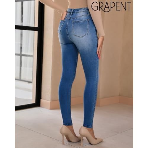 GRAPENT Skinny Jeans for Women High Waist Stretchy Classic High Rise Slimming Jeggings Denim Trousers Pants
