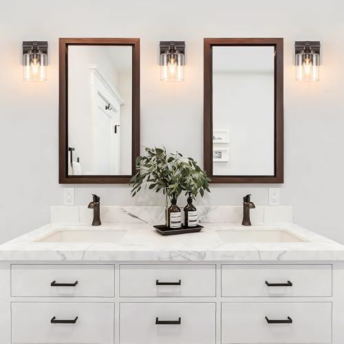 Oil Rubbed Bronze Bathroom Vanity Light with Clear Glass Shade, 1-Light, E26 Socket Over Mirror