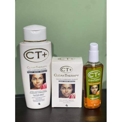 CT+ Clear Therapy Skin Lightening Set, 3-Piece Beauty Kit with Lotion, Soap and Serum, 10 Day Treatment