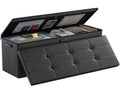 Fireproof Waterproof Storage Ottoman Bench with Lock - 43x15x15 Black