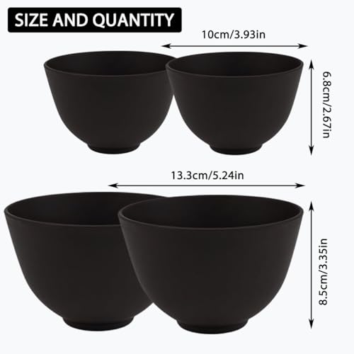 4 Piece Silicone Bowl, Silicone Mixing Bowl Set, Reusable Facial Bowls for Estheticians for Salon Spa or Home Beauty Tools (2 Large 2 Medium)