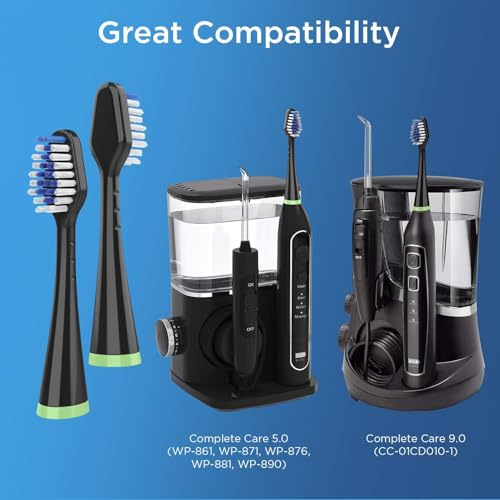 8-Pack Replacement Toothbrush Heads for Waterpik Complete Care 5.0/9.0 - Black Variation