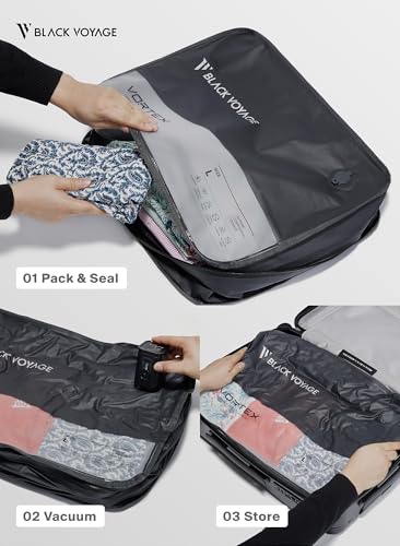 Gray Reusable Vacuum Compression Travel Bags 2-Pack - Large, Waterproof, Space Saver