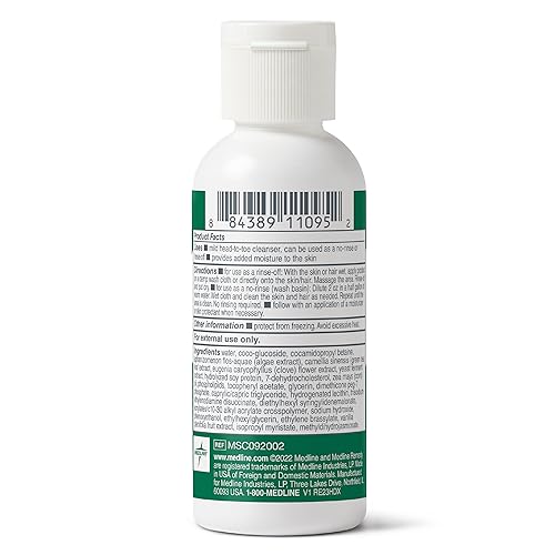 Medline Remedy Clinical Hydrating Shampoo & Body Wash (2 fl oz), 96 Count, Vanilla Scent, Cleanser, No-Rinse, Adults, Kids, Shower Or Bedside, Dimethicone, Sulfate Free
